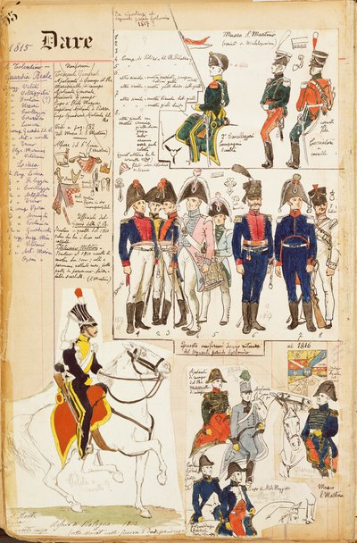 Various uniforms, by Quinto Cenni, color plate, circa 1815 بواسطة كوينتو سيني