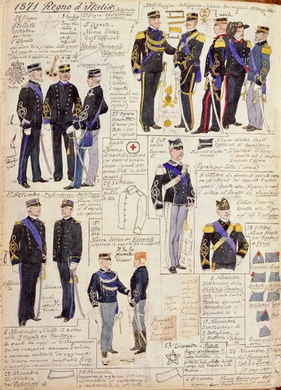 Various uniforms of Kingdom of Italy by Quinto Cenni, color plate بواسطة كوينتو سيني
