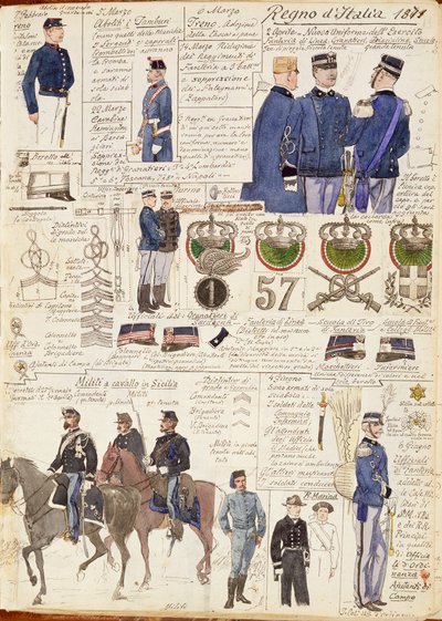 Various uniforms of Kingdom of Italy by Quinto Cenni, color plate بواسطة كوينتو سيني