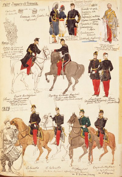 Various uniforms of the Kingdom of France, by Quinto Cenni, color plate بواسطة كوينتو سيني