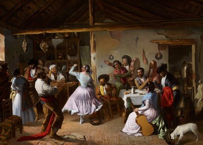 الرقص في فندق Country Inn - Benjumea ، Rafael (c.1825-c.1887) - 1850 - زيت على قماش - 46x65 - متحف Carmen Thyssen ، ملقة بواسطة رافائيل بنجوميا