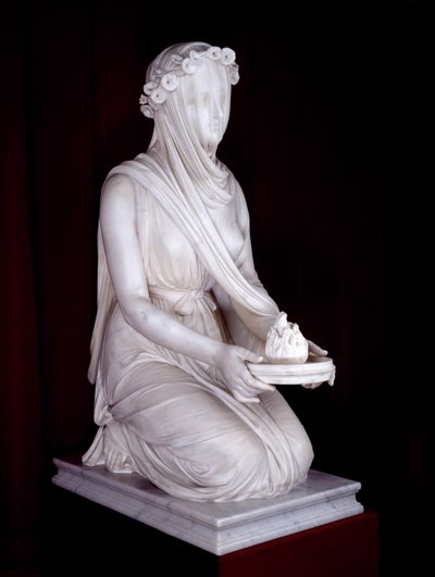 Statue of a Vestal Virgin (marble) بواسطة Raffaello Monti