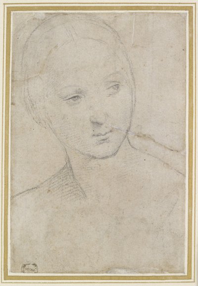 دراسة رأس امرأة شابة ، بواسطة Raffaello Sanzio Raphael