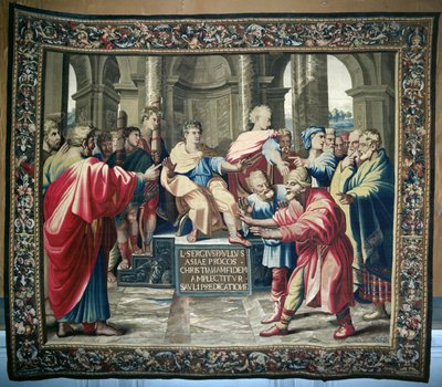 نسيج يصور أعمال الرسل. تعمية الاليماس ، المنسوجة في ورشة Beauvais تحت إشراف فيليب بيهاغل (1641-1705) ، 1695-98 (نسيج صوف) بواسطة رافايللو سانزيو رافائيل