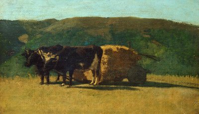 عربة سحب الثيران السوداء لرافائيلو سيرنيسي (1838-1866) بواسطة Raffaello Sernesi