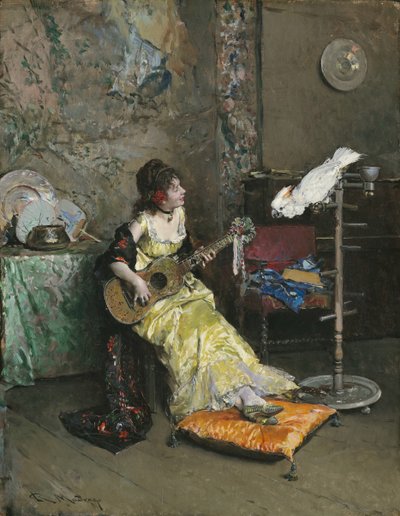 امرأة ببغاء ، 1872 بواسطة Raimundo de Madrazo y Garreta