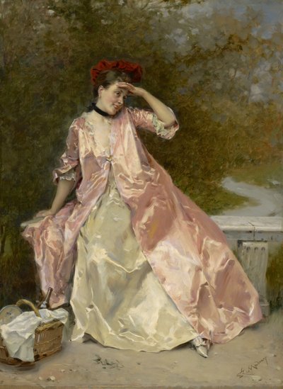 امرأة مع سلة نزهة ، 1890 بواسطة Raimundo de Madrazo y Garreta