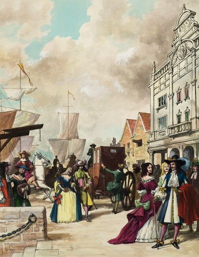 الملك تشارلز الثاني (1630-1685) الملك تشارلز الثاني (1630-1685) يرمم المسرح (غواش على ورق) بواسطة رالف بروس