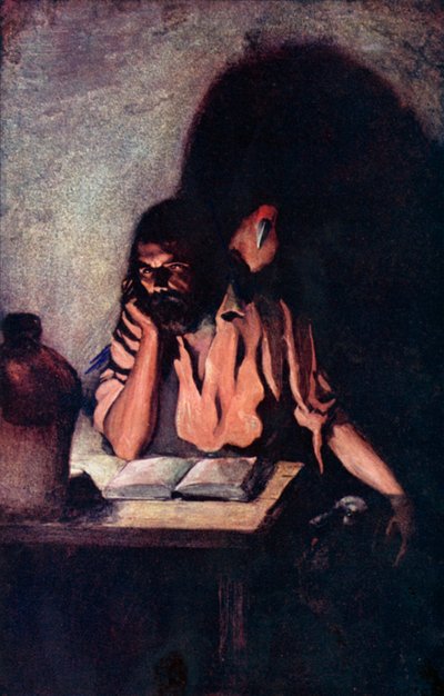 رسم توضيحي لروبنسون كروزو بقلم دانيال ديفو (ليثو ملون) بواسطة رالف نويل بوكوك