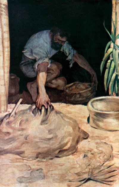 رسم توضيحي لروبنسون كروزو بقلم دانيال ديفو (ليثو ملون) بواسطة رالف نويل بوكوك