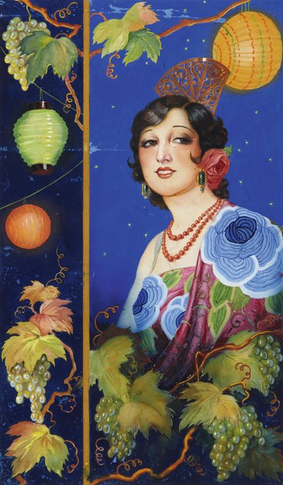شابة مع شال ، حوالي عام 1925 (غواش على ورق) بواسطة Ramón José Izquierdo y Garrido