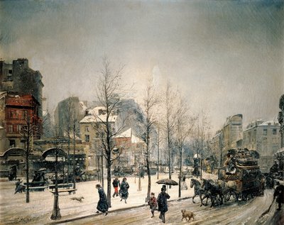 الثلج في بوليفارد دي كليشي. لوحة لرامون مارتي الأول السينا (1826-1894) بواسطة رامون مارتي Alsina