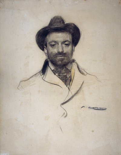"" صورة للرسام والمصور الإسباني خوسيه ماريا سيرت (1874-1945) "" رسم بالفحم رسمه رامون كاساس (1866-1932) مجموعة خاصة 1904 بواسطة رامون كاساس
