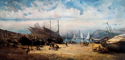 برشلونيتا (المنطقة المركزية في برشلونة). لوحة لرامون مارتي الأول السينا (1826-1894) بواسطة رامون مارتي Alsina