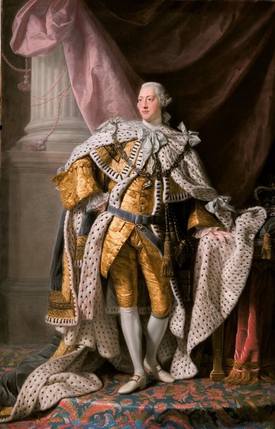 صورة لملك المملكة المتحدة جورج الثالث 1738-1820 في رداء التتويج ، حوالي 1770 بواسطة رامزي