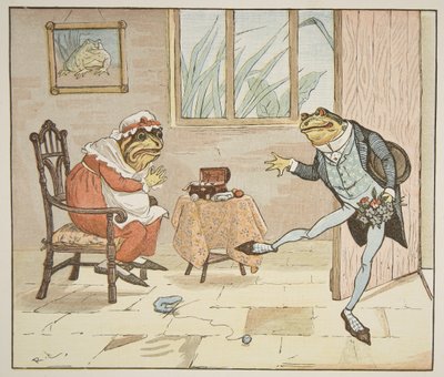 رسم توضيحي من &39;A Frog He Would W-Wooing Go&39; ، الحانة. بقلم فريدريك وارن أوند كو. بواسطة راندولف كالديكوت