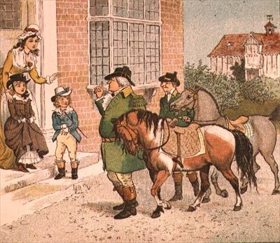 رسم توضيحي من Ride-a-Cock-Horse إلى Banbury Cross (جلب الخيول للأطفال) بواسطة راندولف كالديكوت