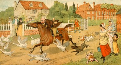 ركض جون جيلبين عبر قرية ، 1878 ، c1918. بواسطة راندولف كالديكوت