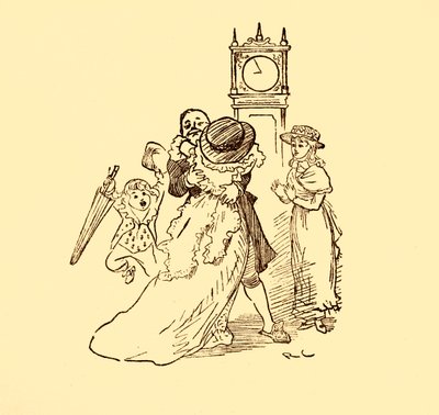 لم شمل جون جيلبين مع زوجته وأطفاله ، 1878 ، c1918. بواسطة راندولف كالديكوت
