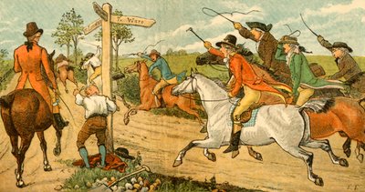 يطارد جون جيلبين على حصانه المزدحم من قبل المارة ، 1878 ، c1918. بواسطة راندولف كالديكوت
