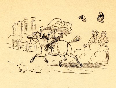 جون جيلبينز مسامير الحصان ، وقبعته وشعره المستعار ينفجران ، 1878 ، c1918. بواسطة راندولف كالديكوت