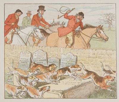 الآن كان لدى Parson زوجًا إلى Wed حيث ظهرت Hounds في العرض ... ، من The Hey Diddle Diddle Picture Book ، pub.1882 (نقش ملون) بواسطة راندولف كالديكوت