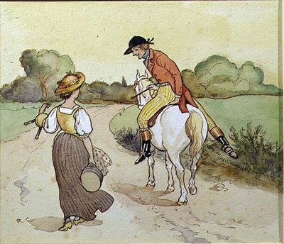 "هل أذهب معك ، خادمةي الجميلة؟" ، رسم توضيحي من "The Milkmaid" (لوحة مائية على الورق) بواسطة راندولف كالديكوت