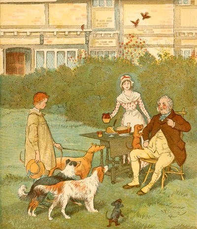 فلاح المزارع مع كلاب أسياده ، c1881. بواسطة راندولف كالديكوت