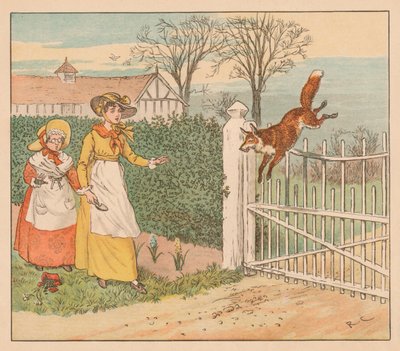 الثعلب يقفز فوق بوابة بارسونز ، c1883. بواسطة راندولف كالديكوت