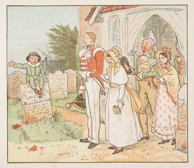 الجندي وعروسه ، من كتاب صور Hey Diddle Diddle ، حانة 1882 (نقش ملون) بواسطة راندولف كالديكوت