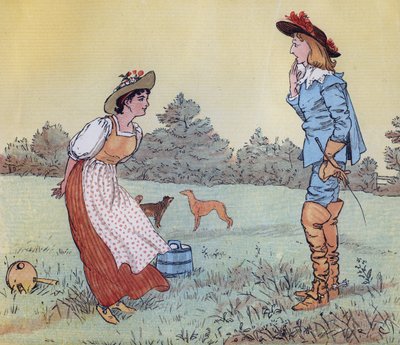 ثم لا يمكنني الزواج منك يا خادمة جميلة! رسم توضيحي لراندولف كالديكوت لقافية الحضانة `` The Milkmaid 