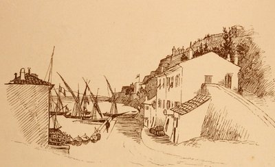 قرية صيد فرنسية محلية في جنوب فرنسا c1884 بواسطة راندولف كالديكوت