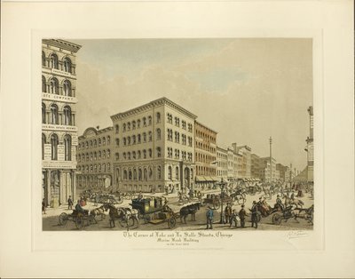 ركن شارعي لايك ولا سال ، شيكاغو ، مبنى بنك مارين في العام 1864 بواسطة راؤول فارين