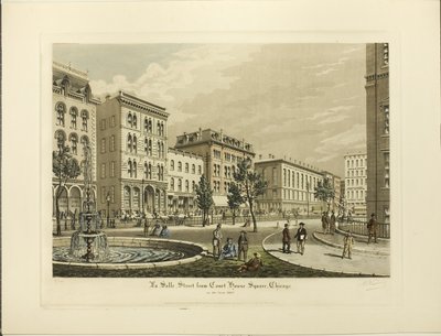 شارع لا سال من ساحة المحكمة ، شيكاغو ، في عام 1865 بواسطة راؤول فارين