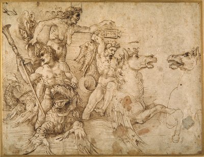 Battle of the Tritons, after Anrea Mantegna (pen & brown ink on white paper) بواسطة رافائيل