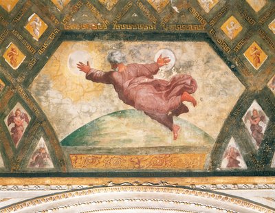 The Creation of the Sun and Moon, c.1518 (fresco) بواسطة رافائيل