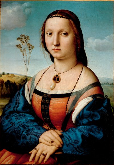 صورة مادالينا دوني لوحة لرافائيل سانزيو ديت رافائيل (1483-1520) 1506 الشمس. 63x45 سم فلورنسا ، قصر بيتي ، جاليريا بالاتينا بواسطة رافائيل