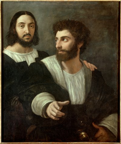 صورة للفنان مع صديق. رافايللو سانزيو ديت رافائيل (1483-1520) بواسطة رافائيل