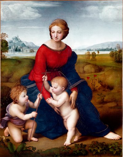 العذراء في المرج أو مادونا من بلفيدير لوحة رافائيل (Raffaello Sanzio 1483-1520) 1506 صن. 113 X 88 سم متحف الفنون في فيينا بواسطة رافائيل