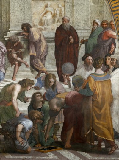 مدرسة أثينا. التفاصيل. فريسكو في ستانزا ديلا سيجناتورا ، حوالي 1510-1511. بواسطة رافائيل