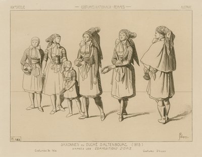 الأزياء الوطنية الألمانية - دوقية ساكس - التنبورغ (1815) بواسطة رافائيل جاكيمين