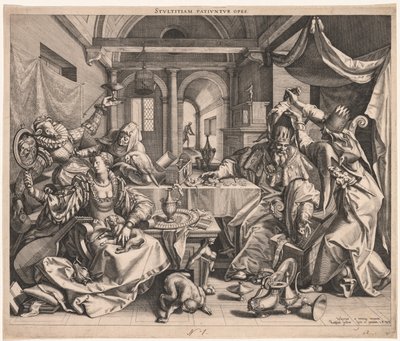 Stultitiam patiuntur opes (الثروة تسمح بالغباء) ، أو ، رمزية الثروة والشهوة والغباء بواسطة بعد Joos Van Winghe