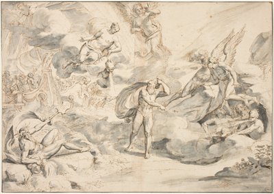 Aeolus طاعة أمر Junos لإنشاء عاصفة ، c.1683-84 (قلم وحبر مع غسل على الورق) بواسطة ريمون لافاج