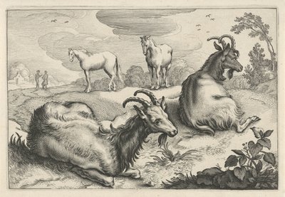 منظر طبيعي به ماعزان وحصانان Diversa Animalia Quadrupedia (عنوان المسلسل) بواسطة يعقوب جيريتس كويب