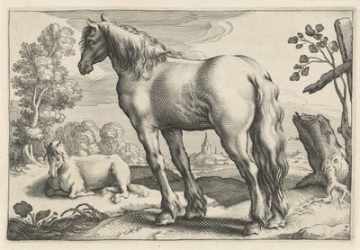 منظر طبيعي به حصانان Diversa Animalia Quadrupedia (عنوان المسلسل) بواسطة يعقوب جيريتس كويب
