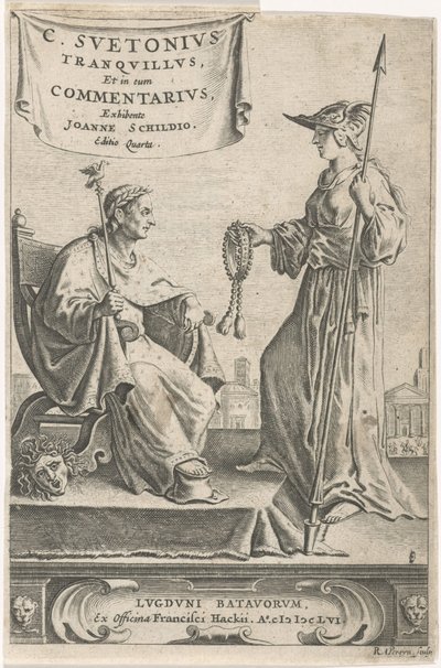 قاعدة مع إمبراطور على مقعده صفحة عنوان: J. Schild، [Opera]، 1656 بواسطة Reinier van Persijn