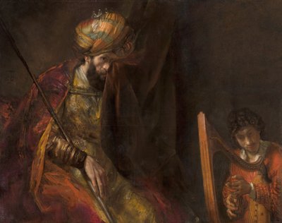 داود يعزف على القيثارة أمام شاول بواسطة رامبرانت فان راين