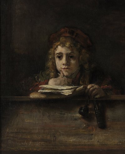 تيتوس على مكتبه بواسطة رامبرانت هارمنز. فان راين