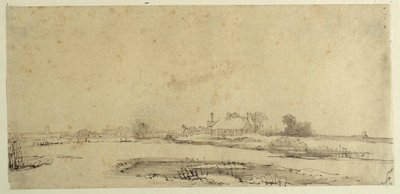 Water, meadows and a farmstead (pen & ink on paper) بواسطة رامبرانت هارمنز. فان راين