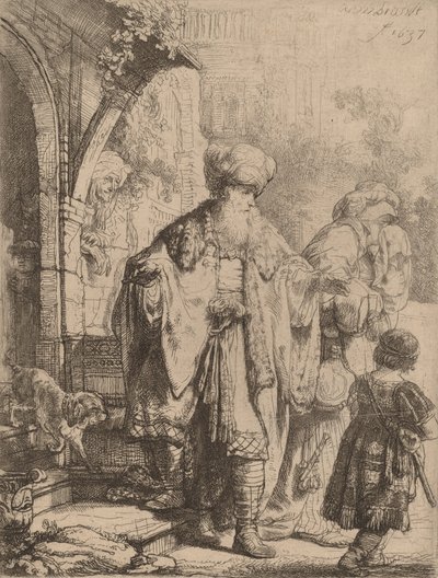 إبراهيم يخرج هاجر وإسماعيل ، 1637. بواسطة رامبرانت فان راين